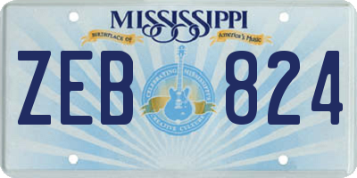 MS license plate ZEB824