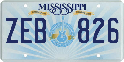 MS license plate ZEB826
