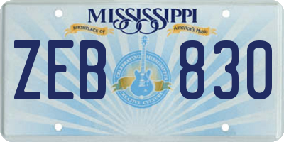 MS license plate ZEB830