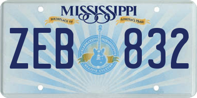 MS license plate ZEB832
