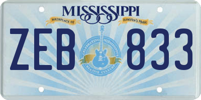 MS license plate ZEB833