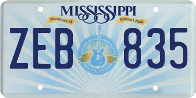 MS license plate ZEB835