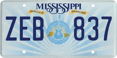 MS license plate ZEB837