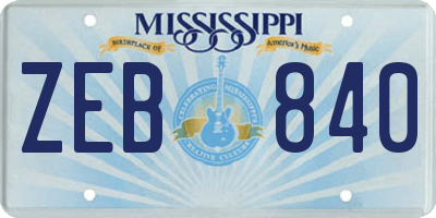 MS license plate ZEB840