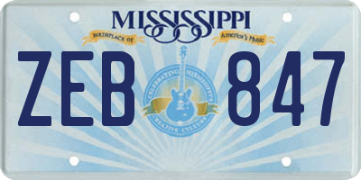 MS license plate ZEB847