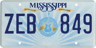 MS license plate ZEB849
