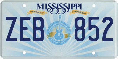 MS license plate ZEB852