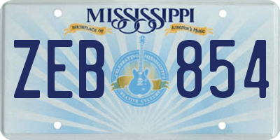 MS license plate ZEB854
