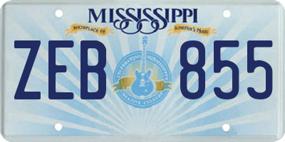 MS license plate ZEB855