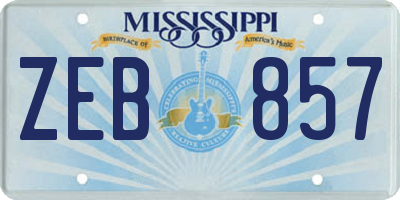 MS license plate ZEB857