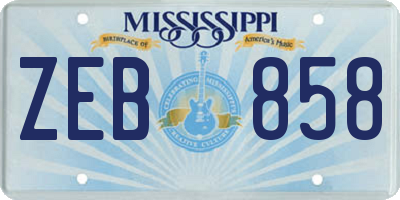 MS license plate ZEB858