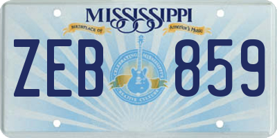 MS license plate ZEB859
