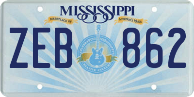 MS license plate ZEB862