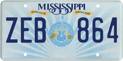 MS license plate ZEB864