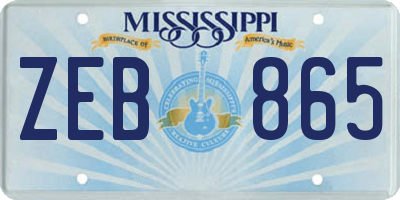 MS license plate ZEB865