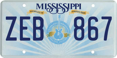 MS license plate ZEB867