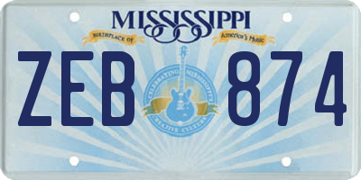 MS license plate ZEB874