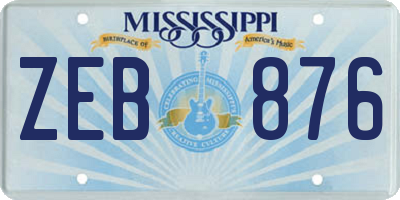 MS license plate ZEB876