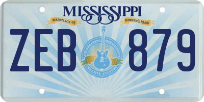 MS license plate ZEB879