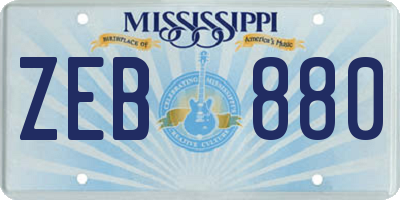 MS license plate ZEB880