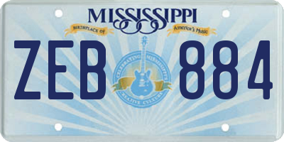 MS license plate ZEB884