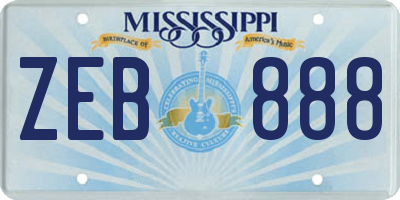 MS license plate ZEB888