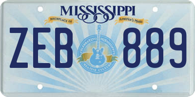 MS license plate ZEB889