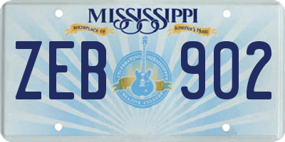 MS license plate ZEB902
