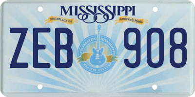 MS license plate ZEB908