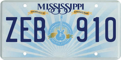 MS license plate ZEB910