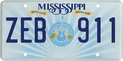 MS license plate ZEB911