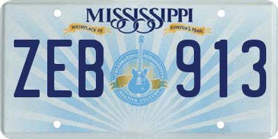 MS license plate ZEB913