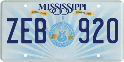 MS license plate ZEB920