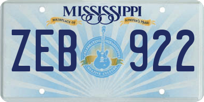 MS license plate ZEB922