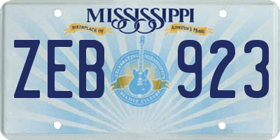 MS license plate ZEB923