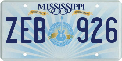 MS license plate ZEB926