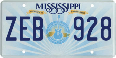 MS license plate ZEB928