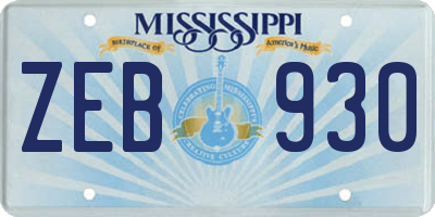 MS license plate ZEB930