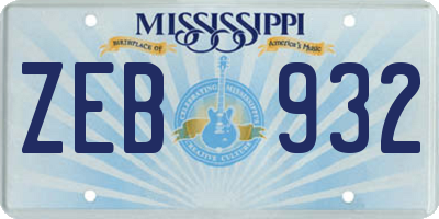 MS license plate ZEB932