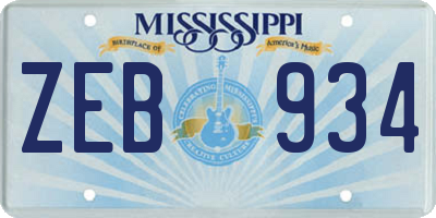 MS license plate ZEB934