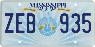 MS license plate ZEB935