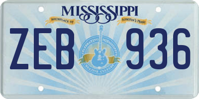 MS license plate ZEB936