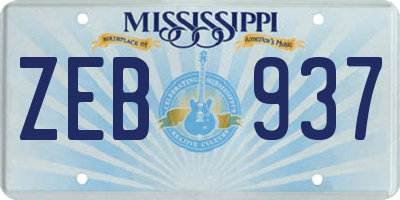 MS license plate ZEB937