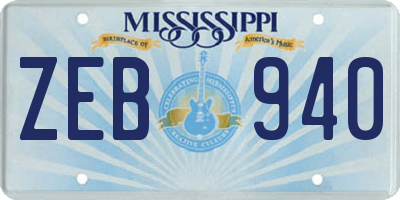 MS license plate ZEB940