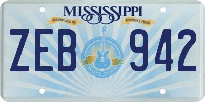 MS license plate ZEB942
