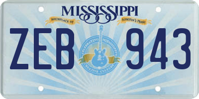 MS license plate ZEB943