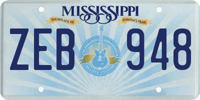 MS license plate ZEB948