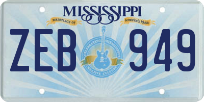 MS license plate ZEB949
