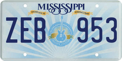 MS license plate ZEB953