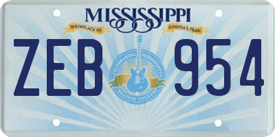 MS license plate ZEB954